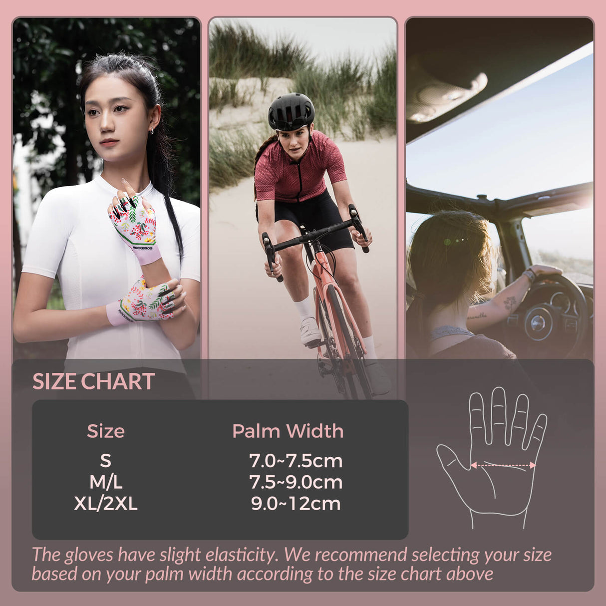 ROCKBROS Half-Finger Women Fingerless Cycling Gloves Summer