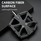 ROCKBROS Carbon Fiber Bike Pedals Lightweight 3-Bearing Non-Slip 9/16" Wide Flat
