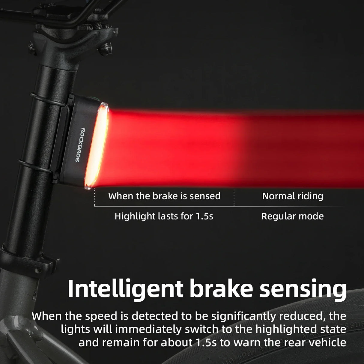 ROCKBROS Magnetic Smart Tail Light with Brake Sensing  IPX6 Waterproof