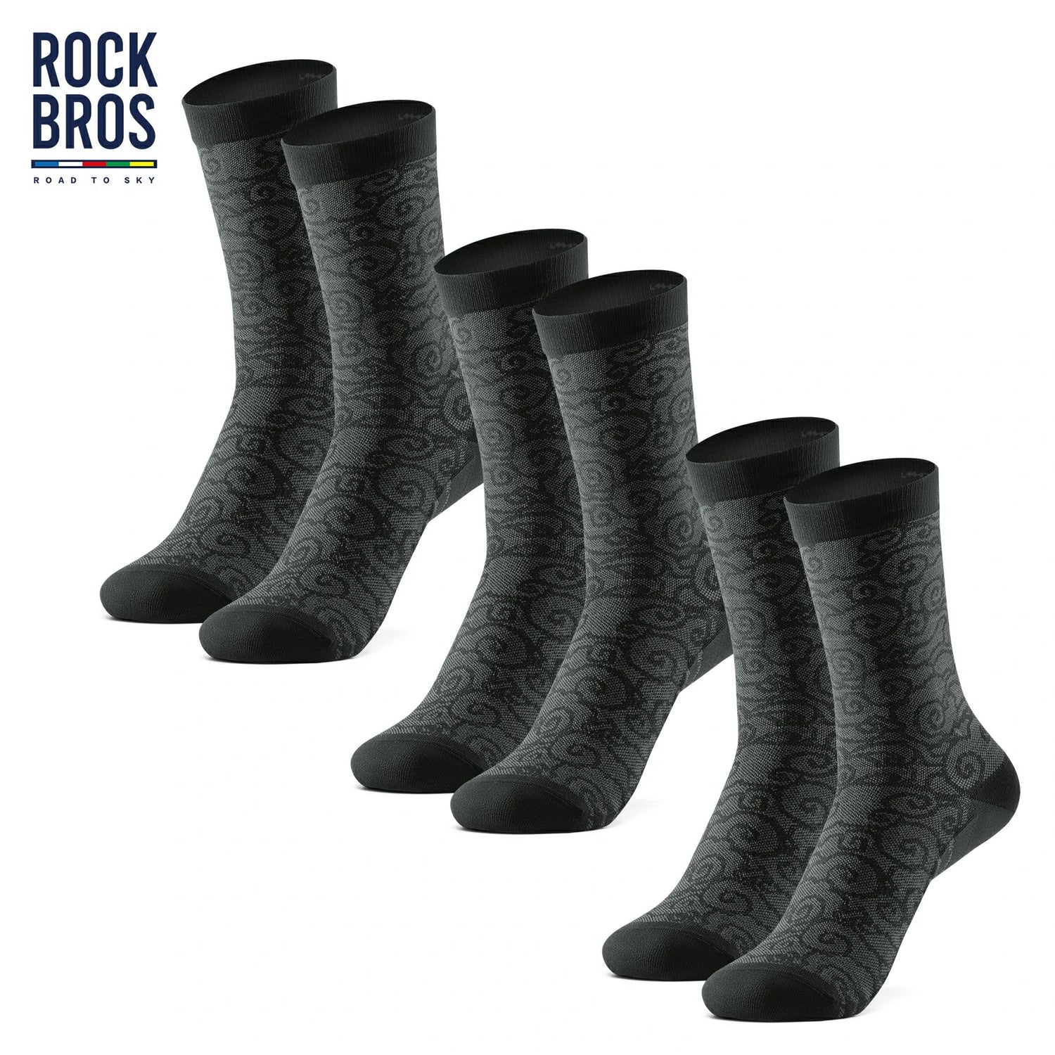 ROCKBROS Road to Sky Bike Socks Breathable Fabric Antibacterial Long Ride Cushioned