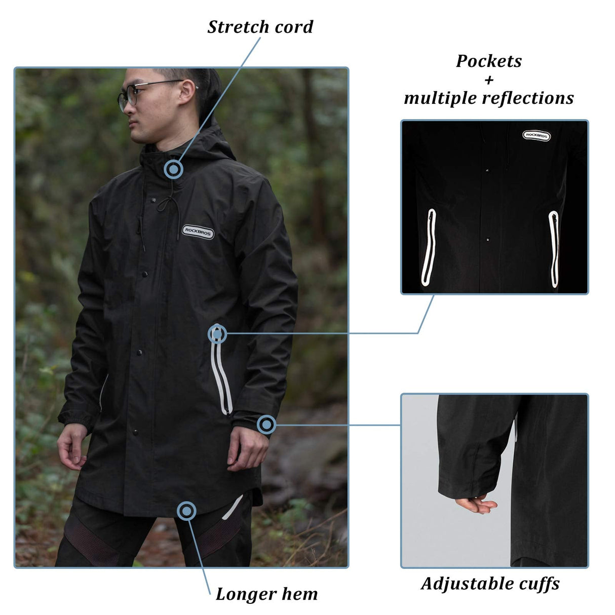 Waterproof Raincoat & Overtrousers for Men Women with Reflective
