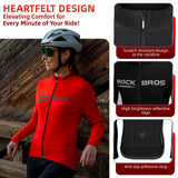 ROCKBROS Men's Long Sleeve Cycling Jersey with full zipper rear pockets perfect fit for outdoor sports