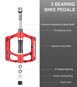 ROCKBROS MTB Pedals Platform Bike Pedal Aluminum 9/16" Bicycle Pedal Non-Slip Lightweight Flat Pedals for BMX Road Mountain Bikes