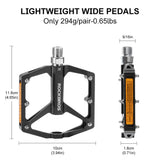 ROCKBROS MTB Reflective Aluminum Pedals 9/16" Sealed Bearing Lightweight