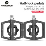 Multi-Function Clipless Flat Bike Pedals in Black (Pair)