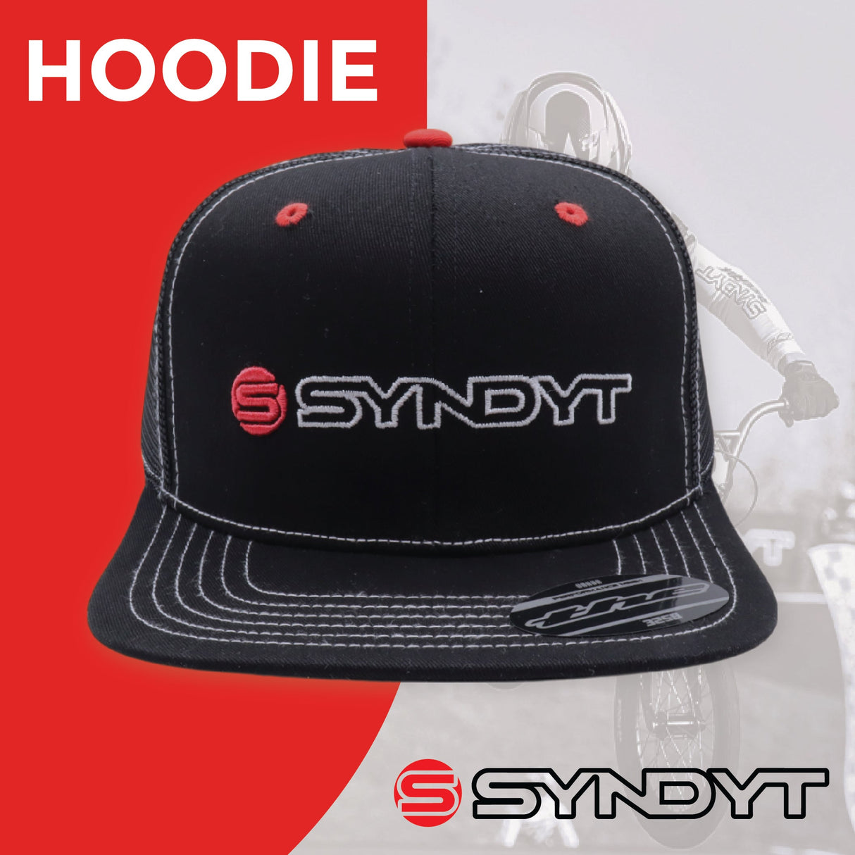 SYNDYT Black Mesh Flat Bill Snapback Hat