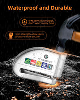 ROCKBROS Disc Brake Lock Motorcycle Alarm Lock Anti-Theft 110db Motorcycle Lock with Reminder Cable Disc Brake vehicle