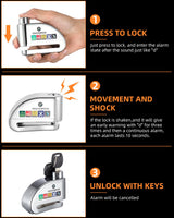 ROCKBROS Disc Brake Lock Motorcycle Alarm Lock Anti-Theft 110db Motorcycle Lock with Reminder Cable Disc Brake vehicle