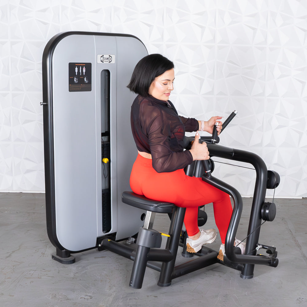 Vogue Seated Row - Muscle D Fitness -  Adjustable Seat - Pin Selectorized - Lat Workout