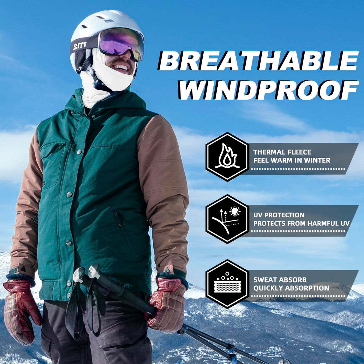 ROCKBROS Cold Weather Windproof Thermal Winter Balaclava Ski Mask Neck Warmer Hood