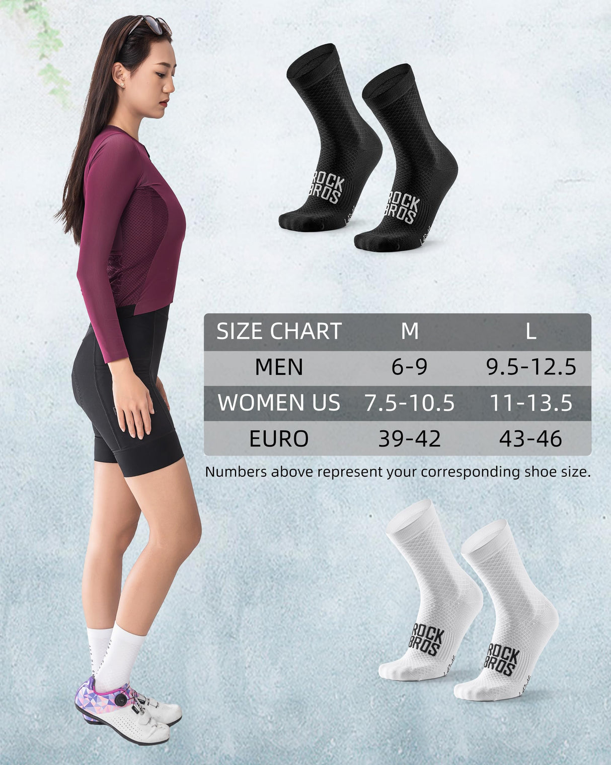 ROCKBROS Road to Sky Cycling Wicking Bike Socks for Men Women