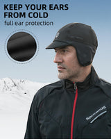 ROCKBROS Winter Cycling Caps for Men Women Windproof Hat with Sun Visor Under Helmet Liner