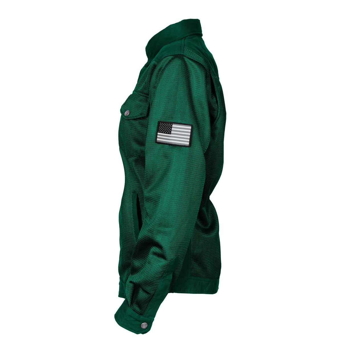 Protective Summer Mesh Shirt for Women - Dark Green Solid with Pads