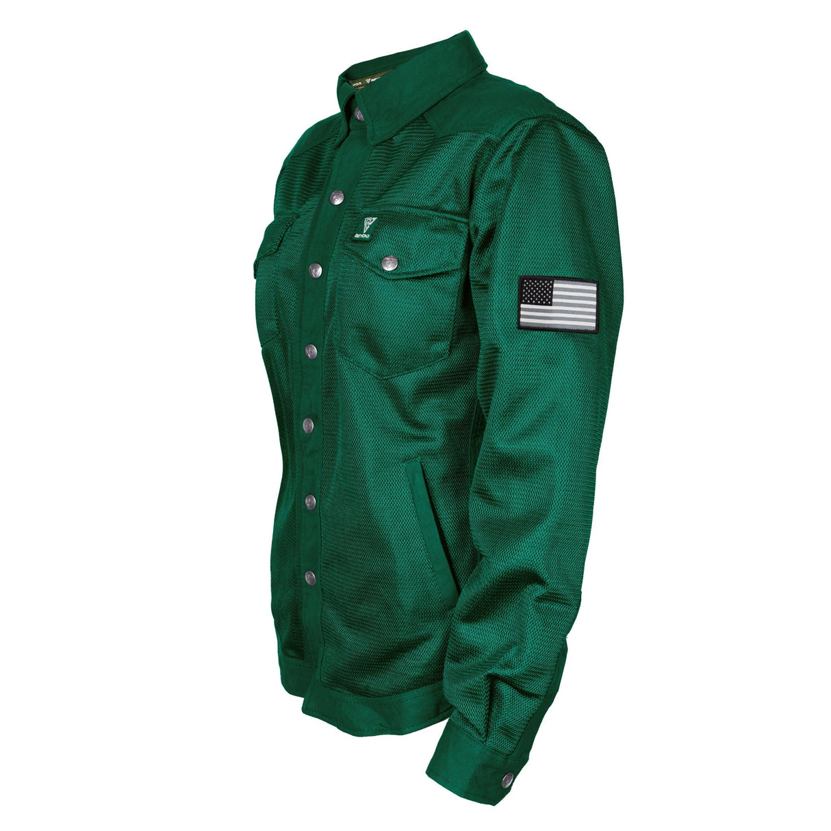 Protective Summer Mesh Shirt for Women - Dark Green Solid with Pads
