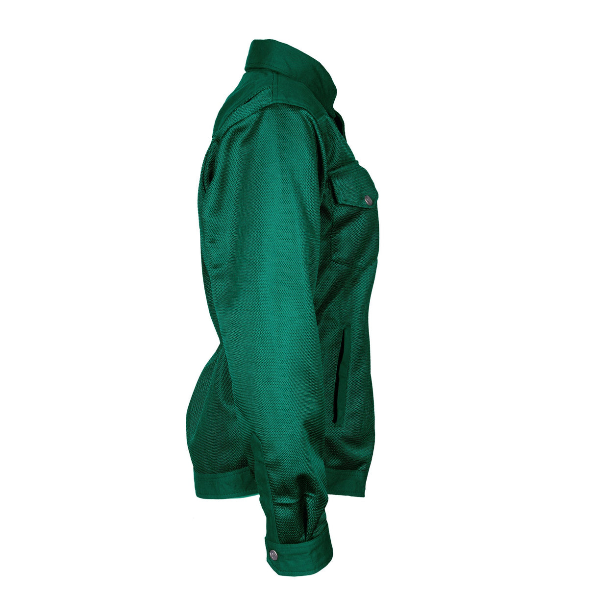 Protective Summer Mesh Shirt for Women - Dark Green Solid with Pads