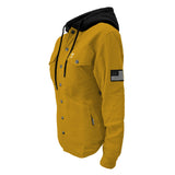 Protective Flannel Hoodie For Women - Yellow Solid with Pads