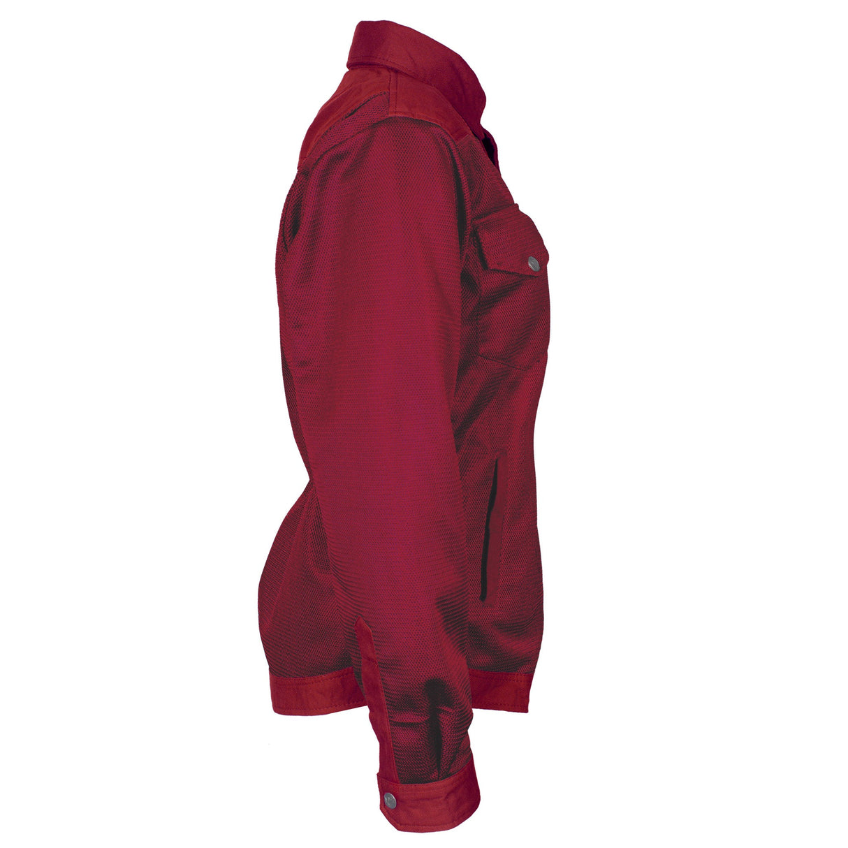 Protective Summer Mesh Shirt for Women - Red Maroon Solid with Pads