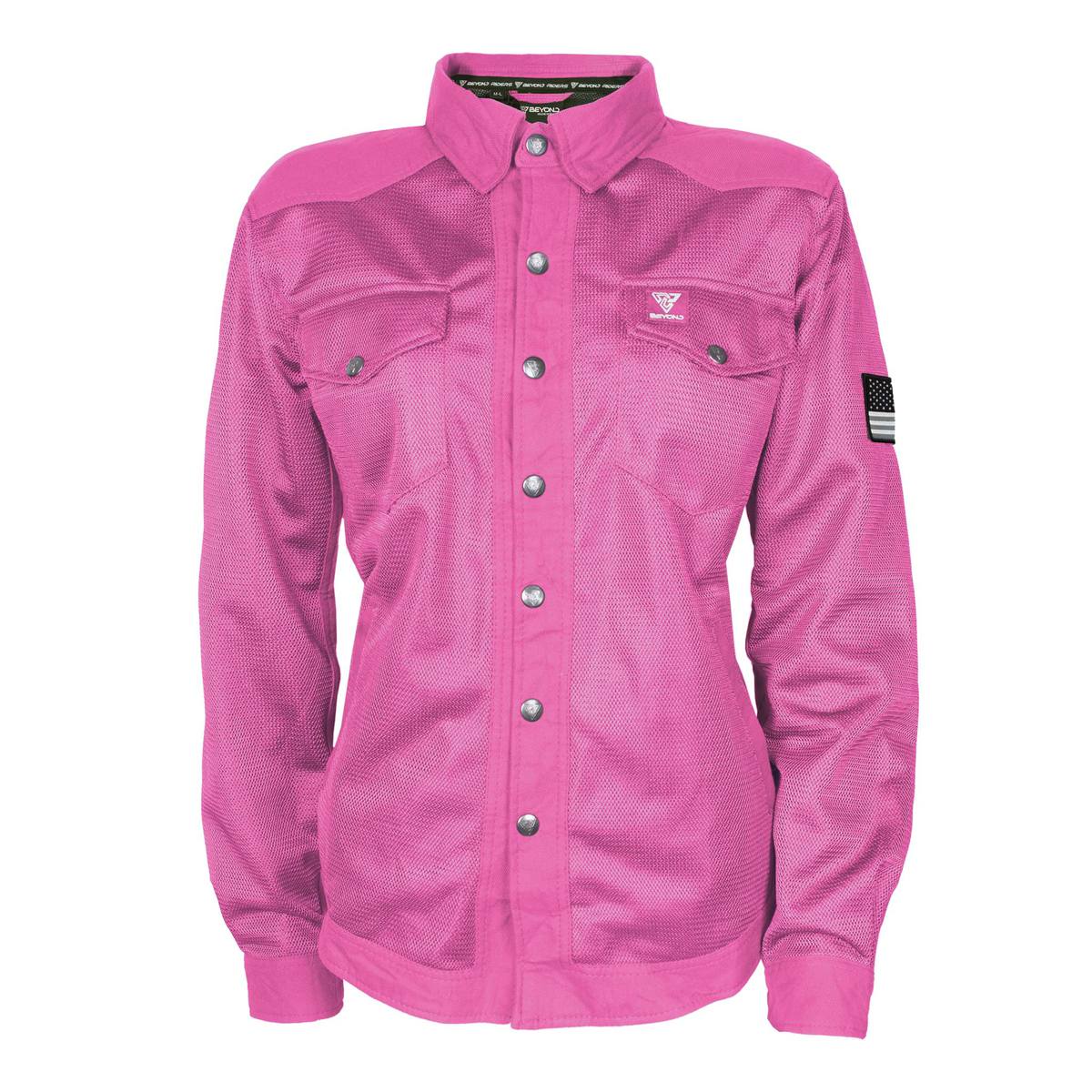 Protective Summer Mesh Shirt for Women - Pink Solid with Pads