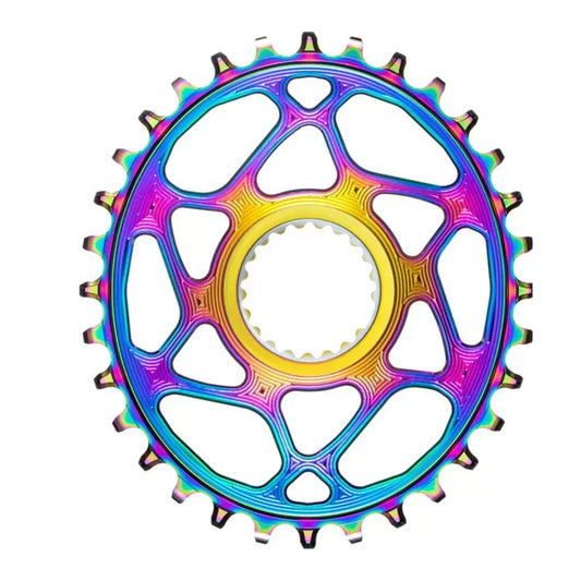 Absolute Black Shimano Direct Mount Oval Chainring 32T - PVD Rainbow