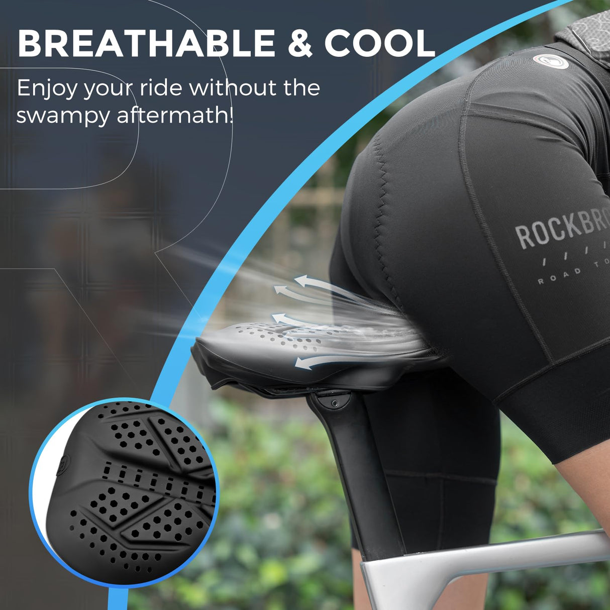 ROCKBROS Extra Soft Silicone Bike Seat Cushion – Anti-Slip, Breathable Cover