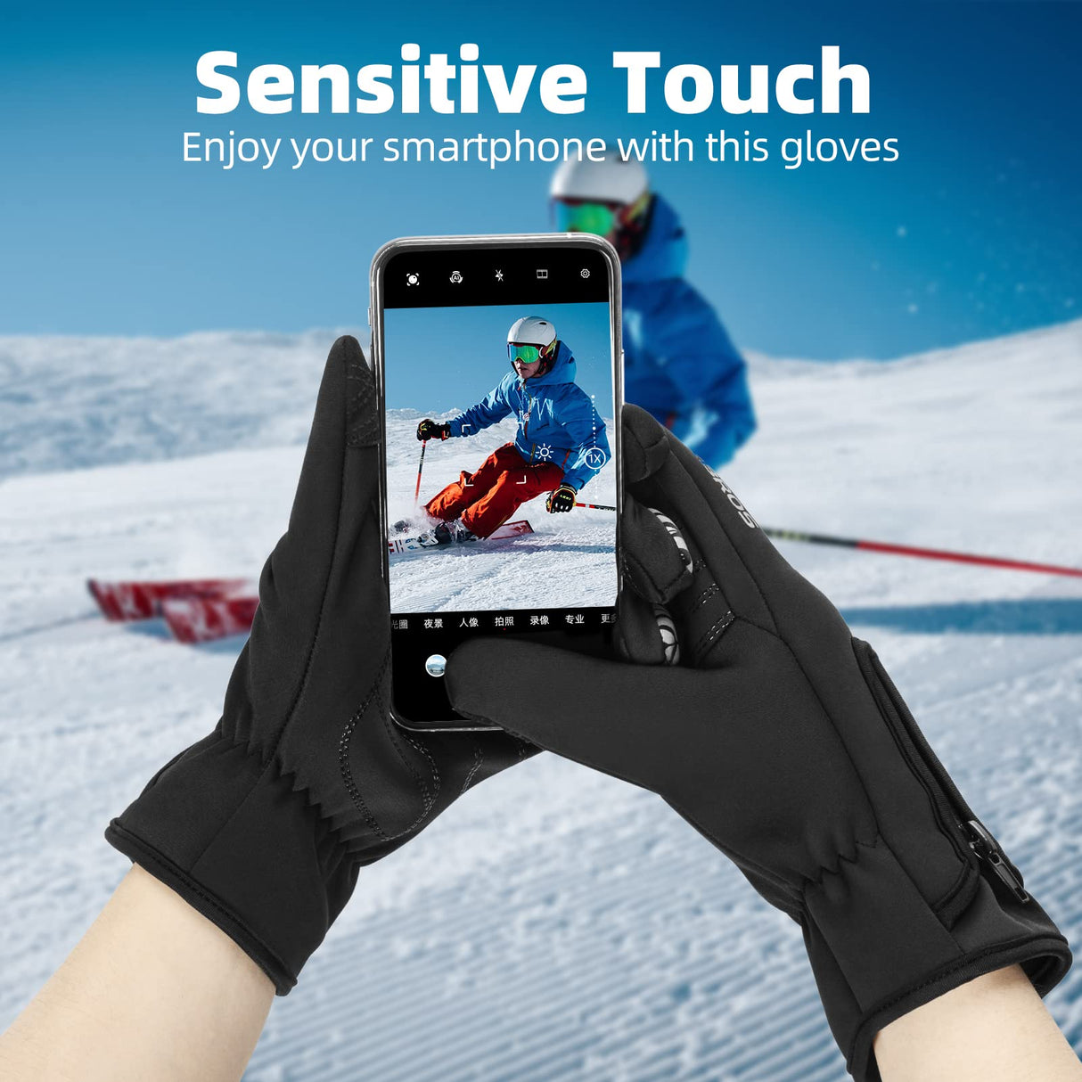 ROCKBROS Winter Cycling Gloves for Men & Women, Fleece Full Finger, Touch Screen Bike Gloves