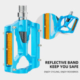 ROCKBROS Mountain Bike Pedals MTB Reflective Pedals CNC Non-Slip Lightweight Aluminum Alloy Bicycle Pedals