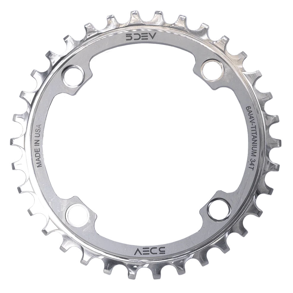 104 BCD Titanium Chainrings, 36T, Raw/Silver