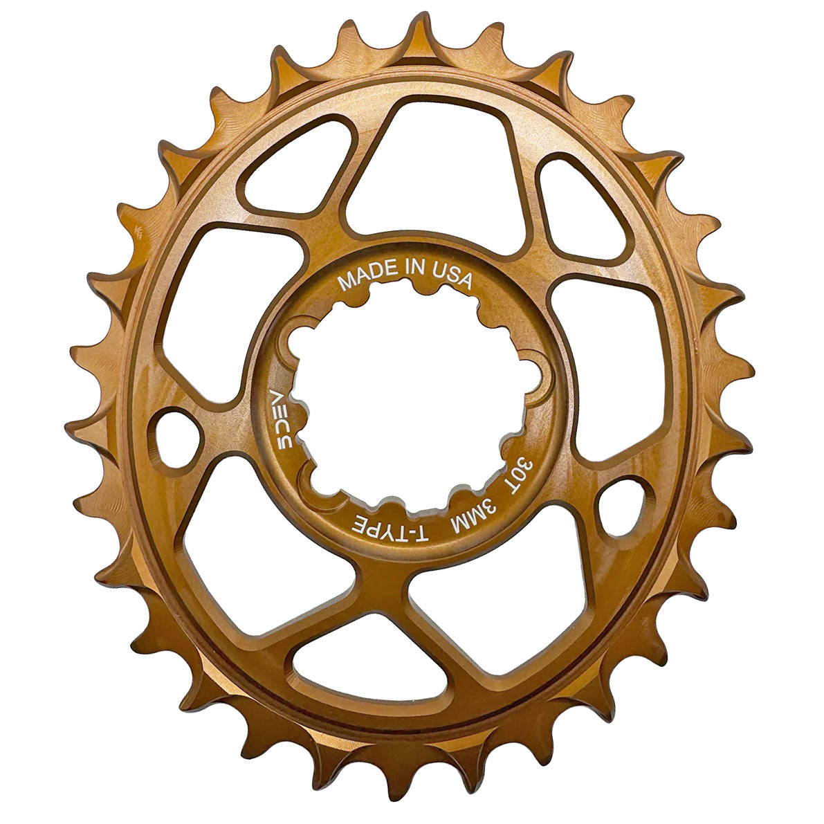 5Dev T-Type Oval 3-Bolt Chainring 3mm Offset 30T Kash