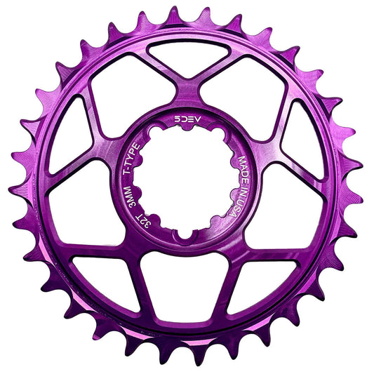 5Dev T-Type 3-Bolt Chainring 3mm Offset 30T Purple