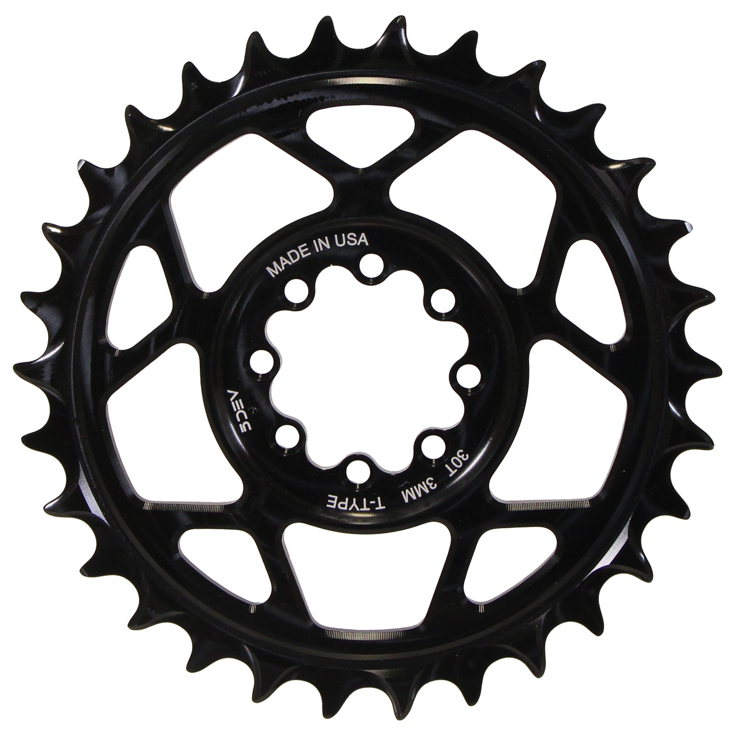 5Dev T-Type 8-Bolt Chainring 3mm Offset 30T Black