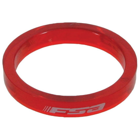 FSA PolyCarb Headset Spacer 1-1/8"x5mm Red 10/C