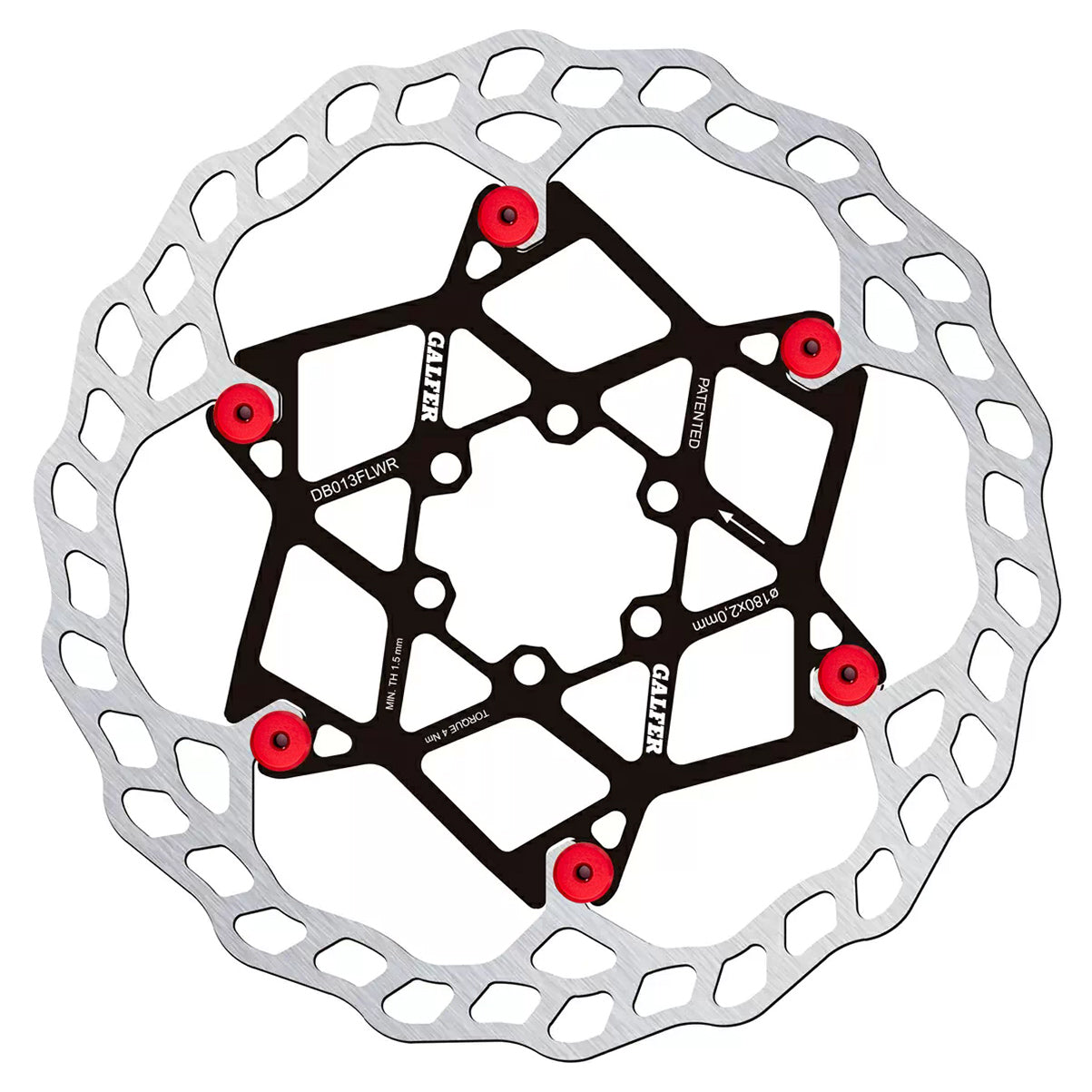 180mm Rotor, 6-Bolt, 2.0mm, Floating, Red  NLS