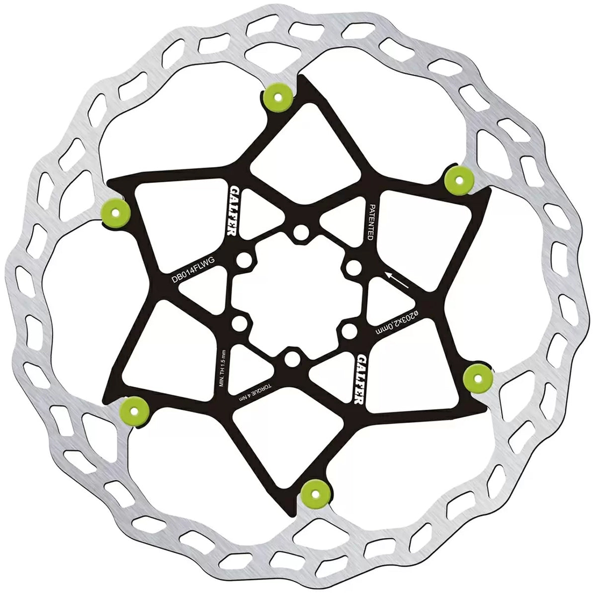 203mm Rotor, 6-Bolt, 2.0mm, Floating, Green  NLS