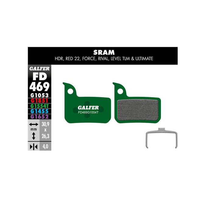 Galfer SRAM Force/HRD/Level TLM -2018/Ultimate -2018/Red 22 Rival Disc Brake Pads - Pro Compound