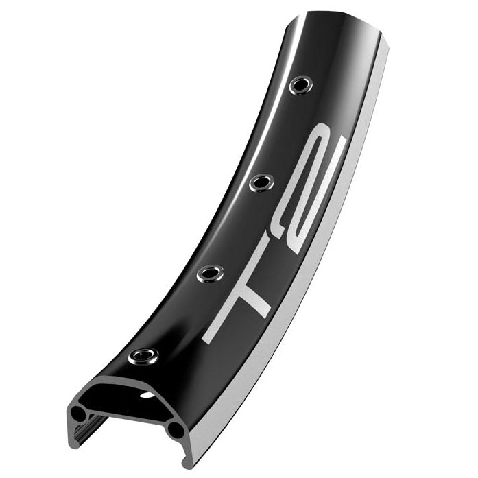 T2 24" Rim, CNC Sidewall, 36h, Black/Silver