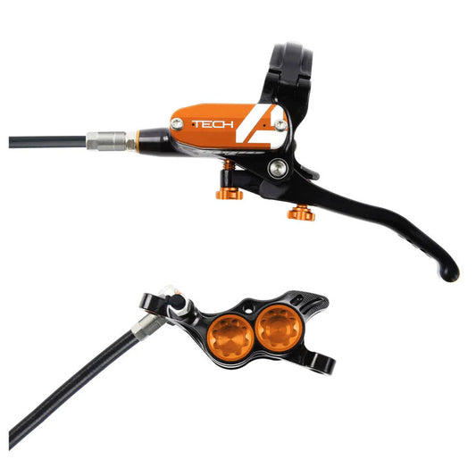 Hope Tech 4 E4 Disc Brake and Lever Set - Front Hydraulic Post Mount Orange