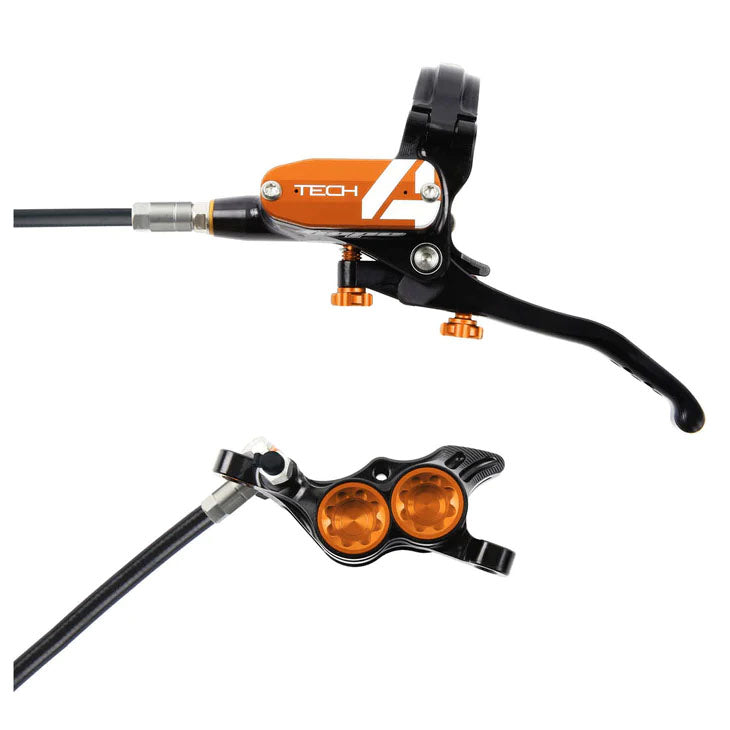 Hope Tech 4 E4 Disc Brake and Lever Set - Rear Hydraulic Post Mount Orange