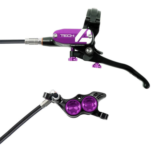 Hope Tech 4 E4 Disc Brake and Lever Set - Front Hydraulic Post Mount Purple