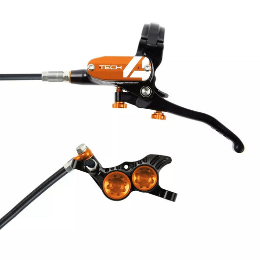 Hope Tech 4 V4 Disc Brake and Lever Set - Front Hydraulic Post Mount Orange