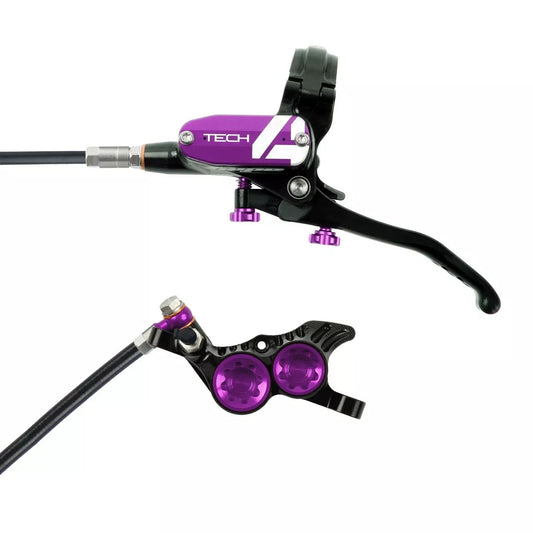 Hope Tech 4 V4 Disc Brake and Lever Set - Front Hydraulic Post Mount Purple