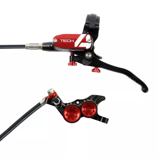 Hope Tech 4 V4 Disc Brake and Lever Set - Front Hydraulic Post Mount Red