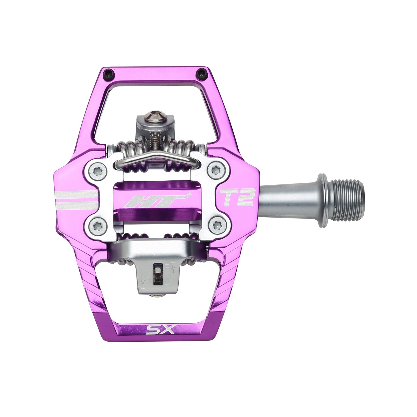 HT Components T2-SX Pedals - Dual Sided Clipless Platform Aluminum 9/16" Purple