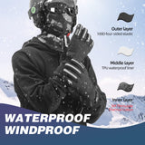ROCKBROS Winter Ski Gloves Waterproof 3M Thinsulate Touch Screen Thermal Gloves for Men  Women