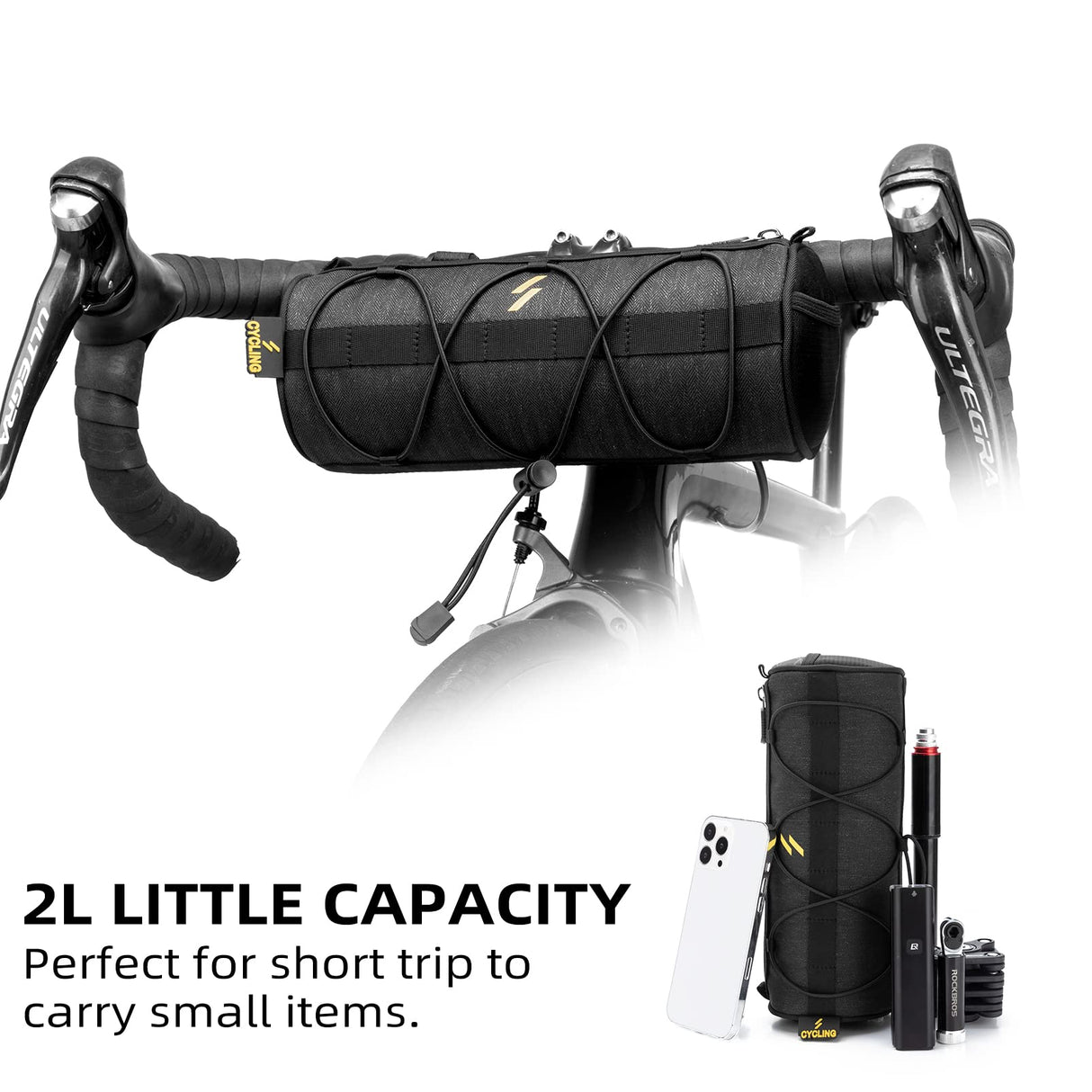 ROCKBROS Small Handlebar Bag Handy Front Bike Storage Pouch with Shoulder Strap Ideal