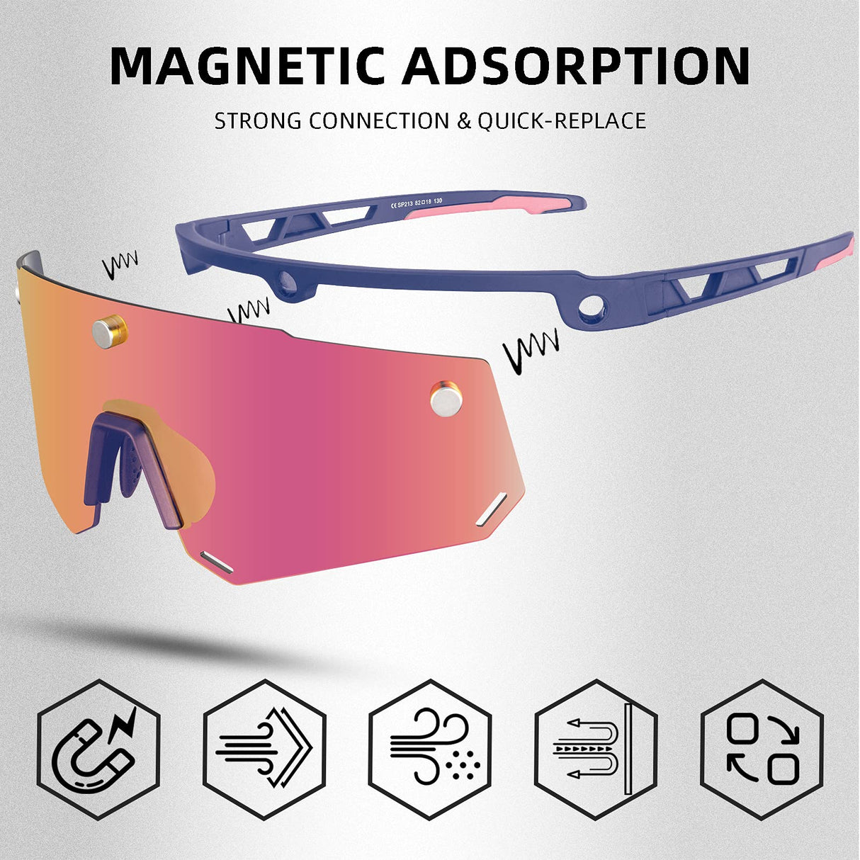 Unisex Polarized Cycling Glasses with 2 Replaceable Lenses