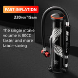ROCKBROS Mini Portable Bike Pump with Hidden Gauge 220PSI
