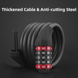 ROCKBROS 5-Digit Bike Lock Cable 70 Inch Combination Lock (5.9ft)