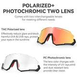 ROCKBROS Cycling Glasses Polarized Photochromic Goggles 2 Lens