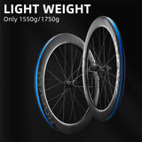 ROCKBROS 700c Carbon Fiber Disc Rim 38/50/65 mm  1.6-1.7 kg Clincher Wheelset