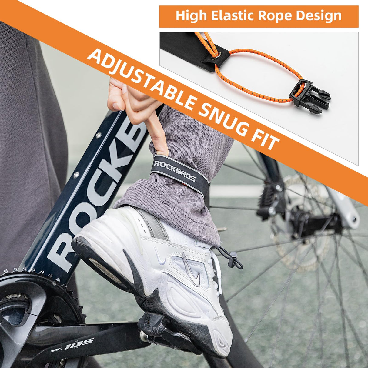 ROCKBROS Reflective Cycling Ankle Bands - Adjustable Pant Leg Straps